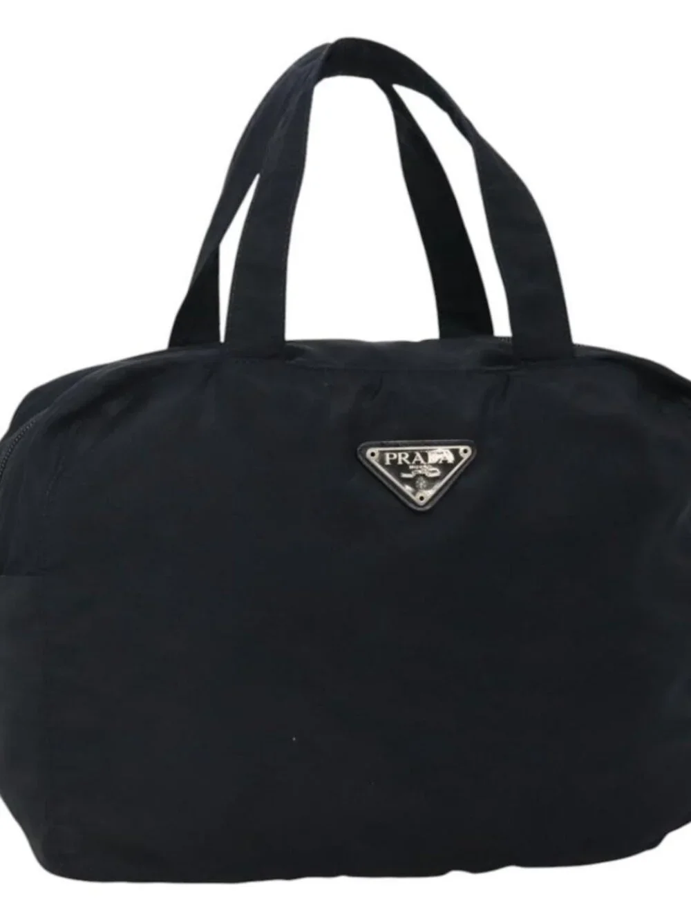 PRADA Hand Bag Nylon Navy Silver Auth bs22993